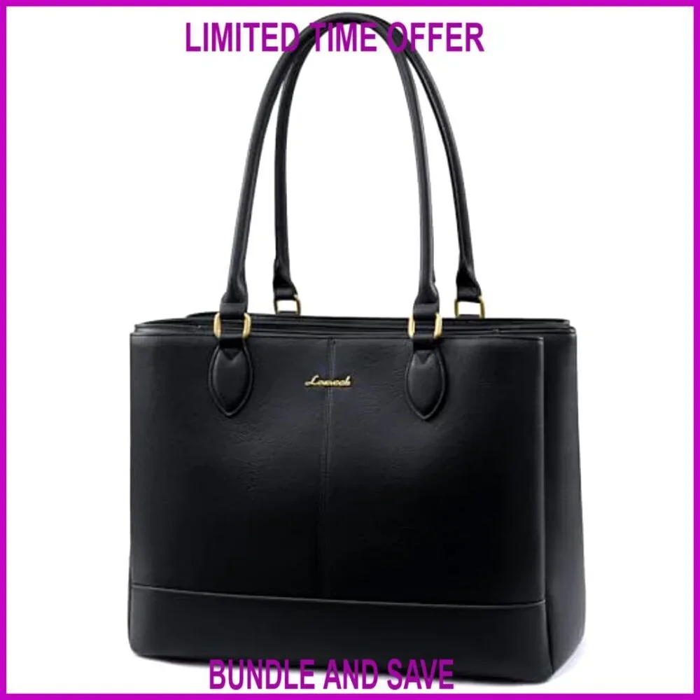 PU Leather Laptop Tote Bag 17.3 Inch Waterproof Work Travel Bag
